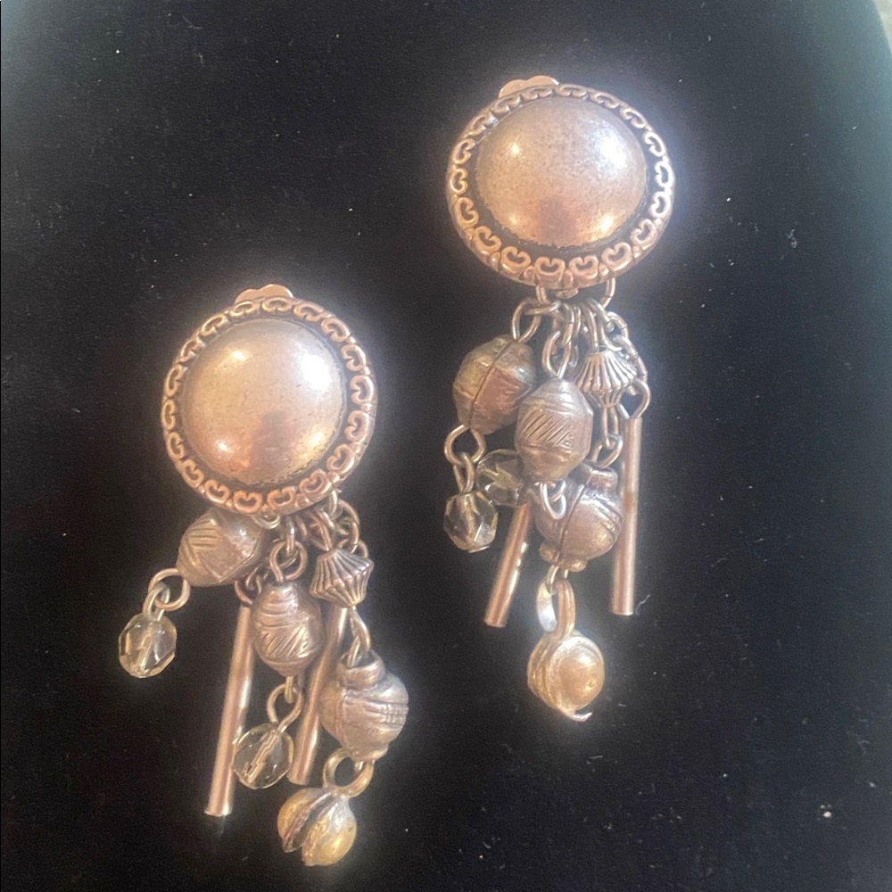 Vintage Silver Tone Dangle Clip On Earrings - Picture 3 of 6